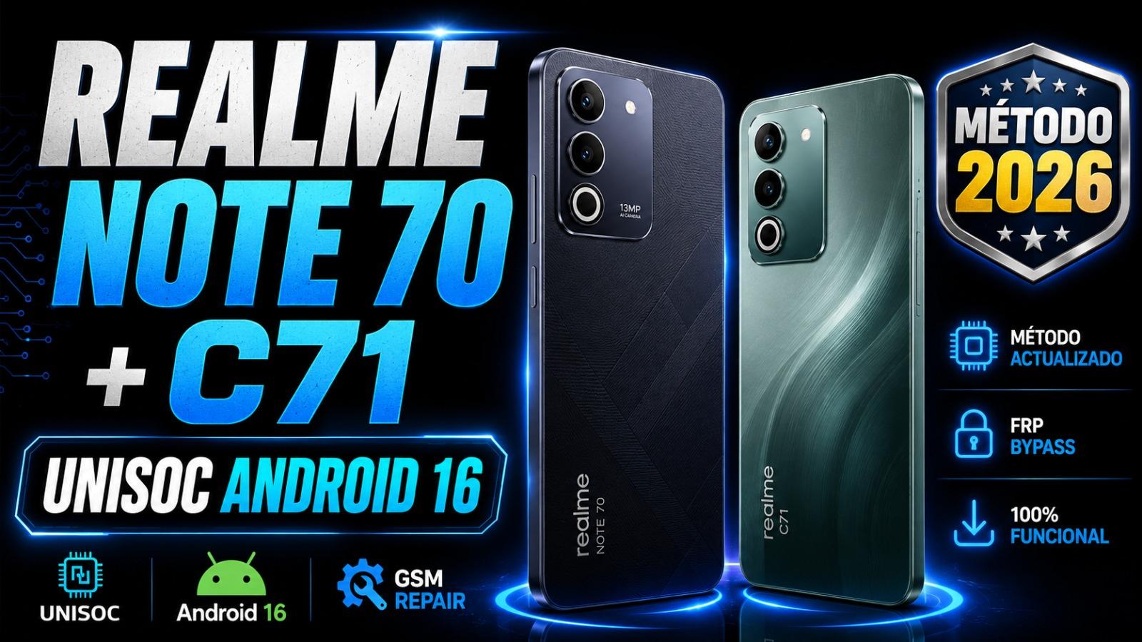 Metodo Realme C71 e Note 70 Unisoc Android 16